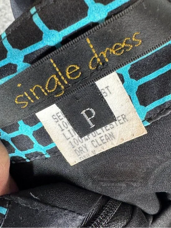 Y2K Vintage Silk Mini Dress Black Blue Paisley Halter Size P Boho Festival Chic - Picture 9 of 15